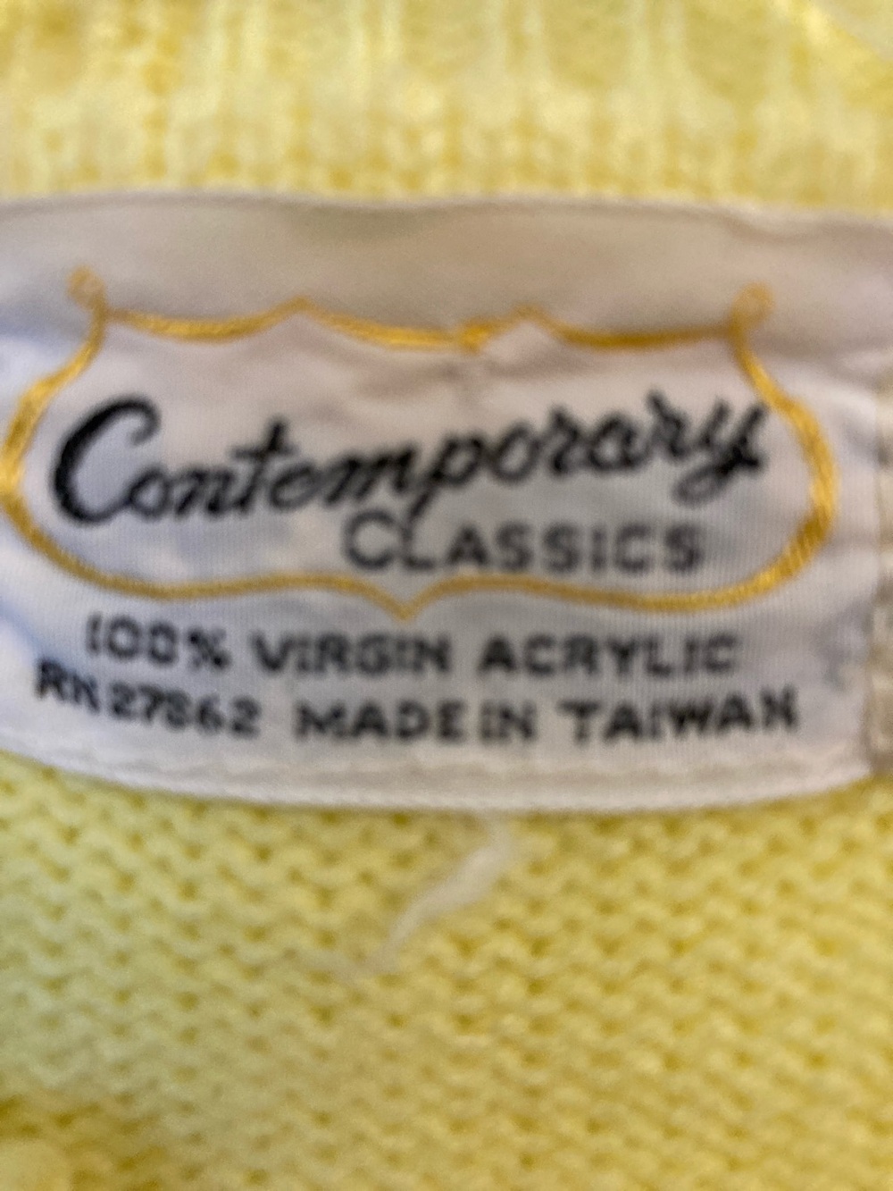 VTG classic Canary Yellow Eyelet Knit Cardigan Sweater - Picture 2 of 5